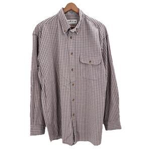 Orvis Brown Red Check Cotton Wool Long Sleeve Button Down Shirt Mens Medium